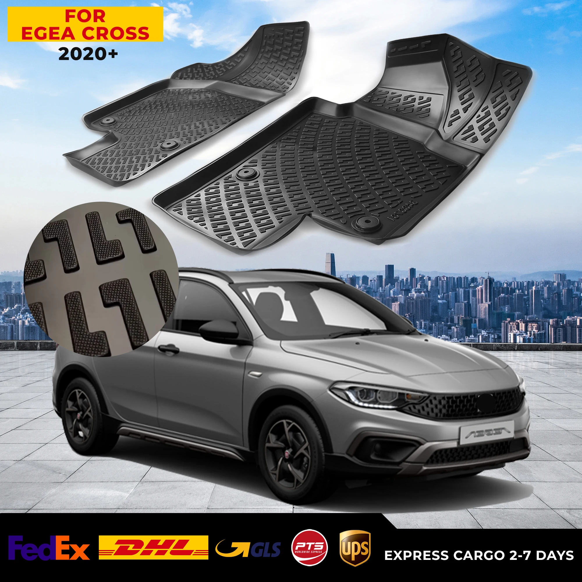 

3D Car Floor Liner For Fiat Egea Cross 2020+ Waterproof Special Foot Pad Fully Surrounded Mat Accessories Rugs Non-slip
