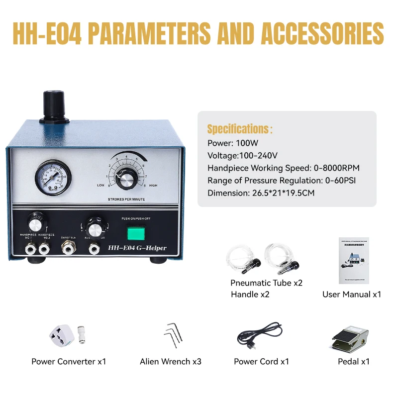 KATWAY Single-Head Jewelry Pneumatic Engraving Machine Metal Processing Graver Tool Hand Stone Setting HH-E04