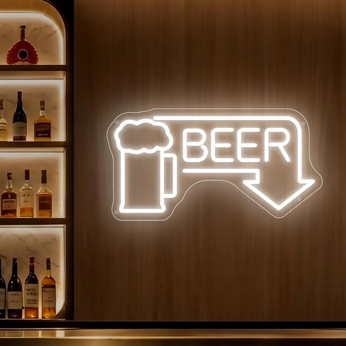 맥주 네온사인 맥주잔과 화살표 네온사인 공예 맥주 바 펍 장식 홈 바 맨케이브 클럽 벽 장식