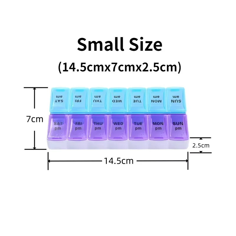 Travel Pill Case 7 Days 14 Grids Pills Container Storage Tablets Drug Vitamins Medicine Fish Oils