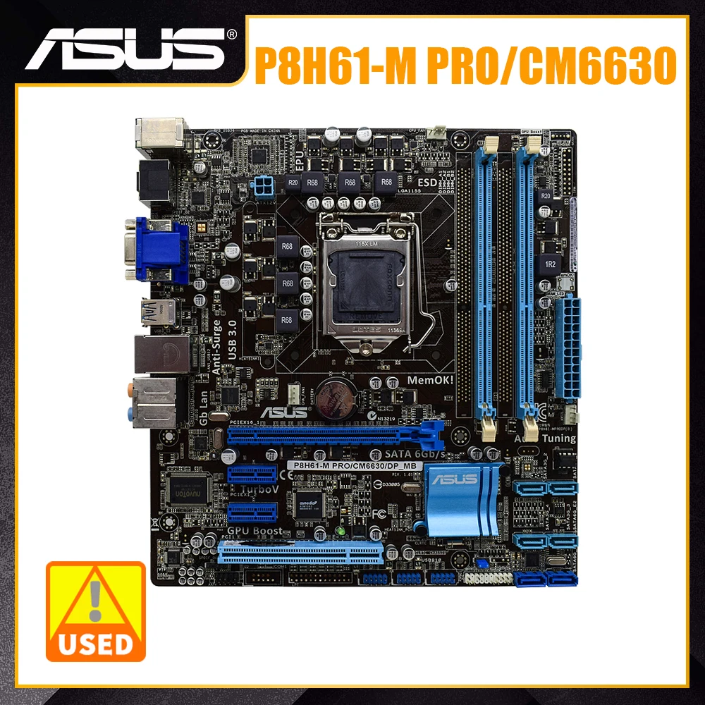 Scheda Madre 1155 Scheda Madre 1155 Ddr3 Asus P8H61-M Pro/Cm6630 Intel H61 16Gb Core I3/I5/I7 Cpu Pci-E X16 Hdmi Sata2 Usb 3.0