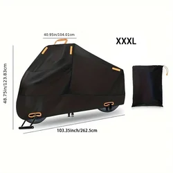 All - Season Durable Motorcycle Cover with Reflective Strips and Locking Holes for Sun, Water, and Dust Protection (Black - XXXL)