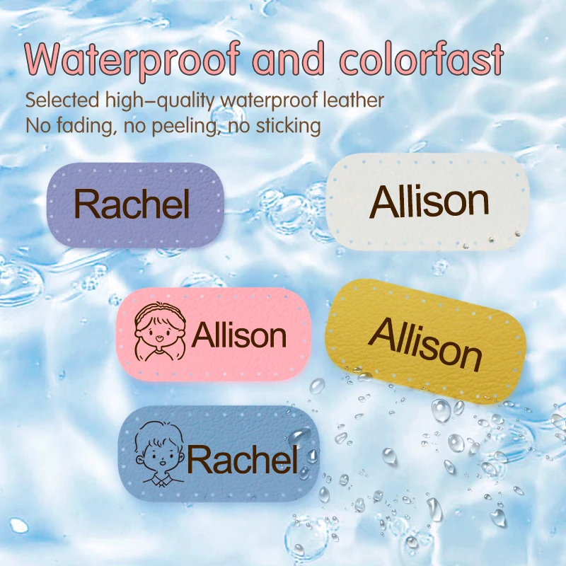 Personalized Leather Name Labels Washable Iron On Tags Sicker Handmade Clothing Fabric Label Sewing 12Pcs 24*50MM name stickers name sticker