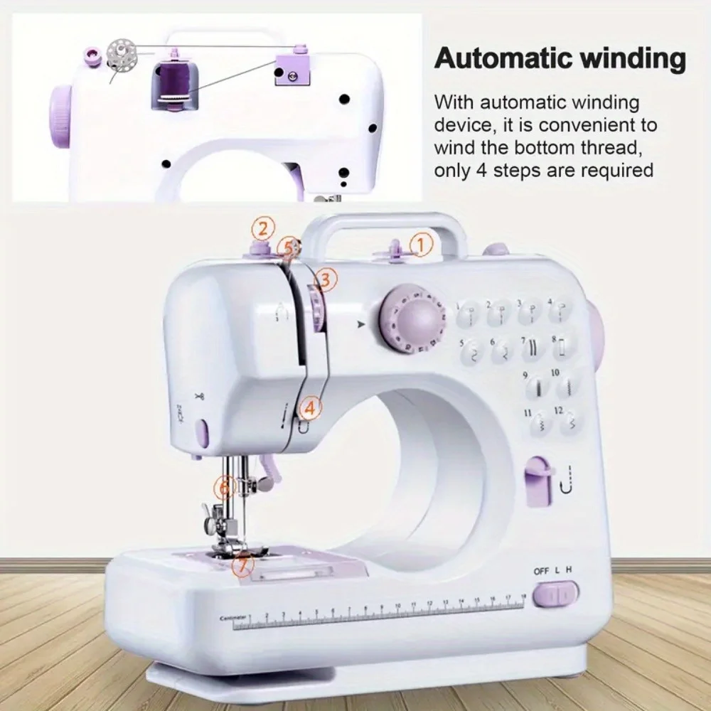 Electric Sewing Machine with Extension Table, Foot Pedal, Light, and Sewing Kit Tools for 12 Built-in Stitches and 2 Speeds 3
