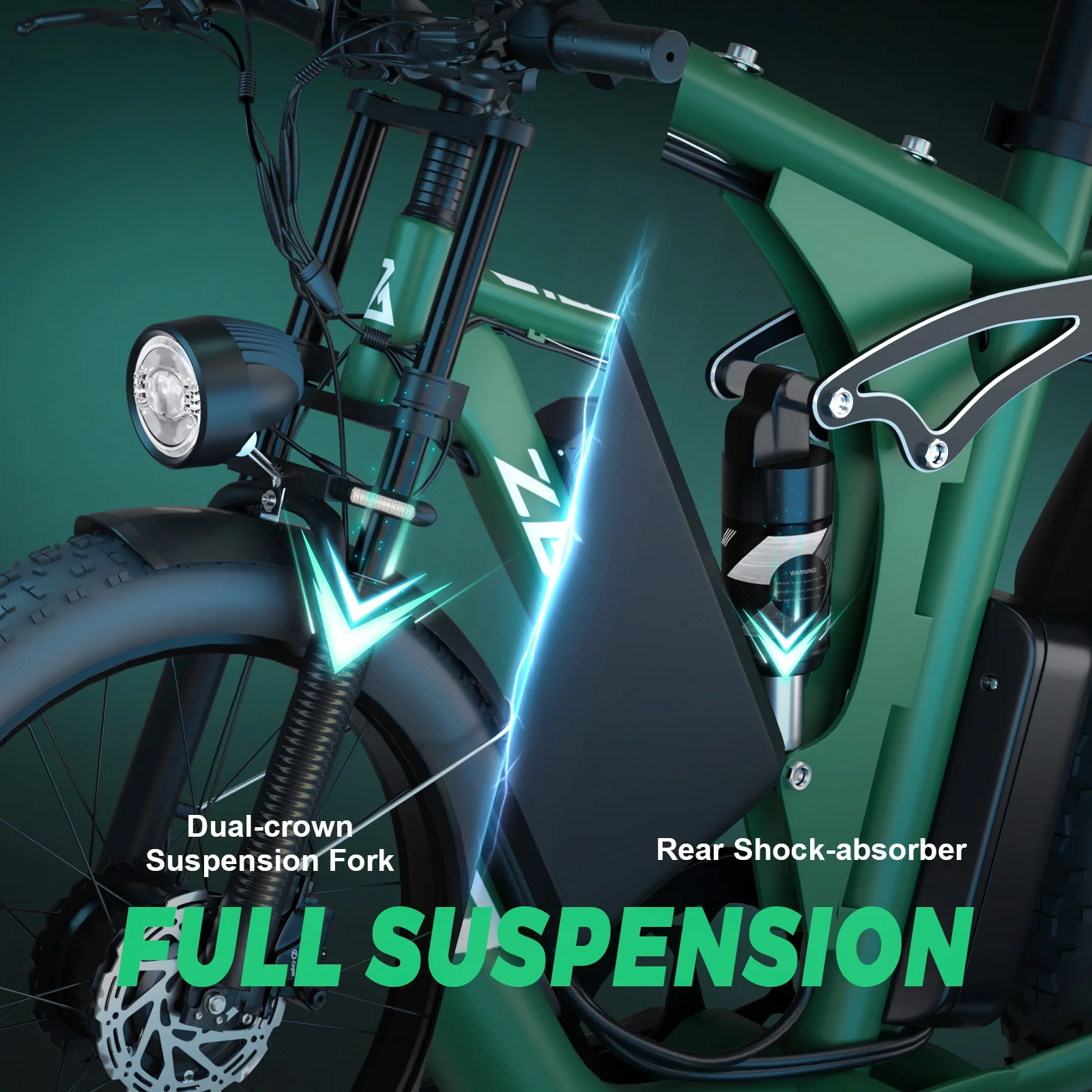 Zeegr S1 Electric Mountain Bike - 52V Dual Motor, Full Suspension, 35MPH 80Mile, Winter-Ready for US Off-Road Electric Bike