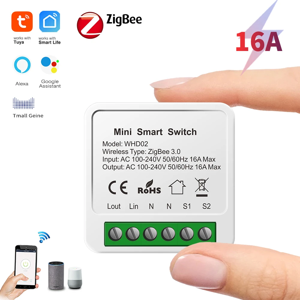 

SIXWGH 2 Way Tuya Zigbee3.0 Switch Smart Home Improvement DIY MINI Relay Module Adapter for Socket Wall Switch Switches Aleax