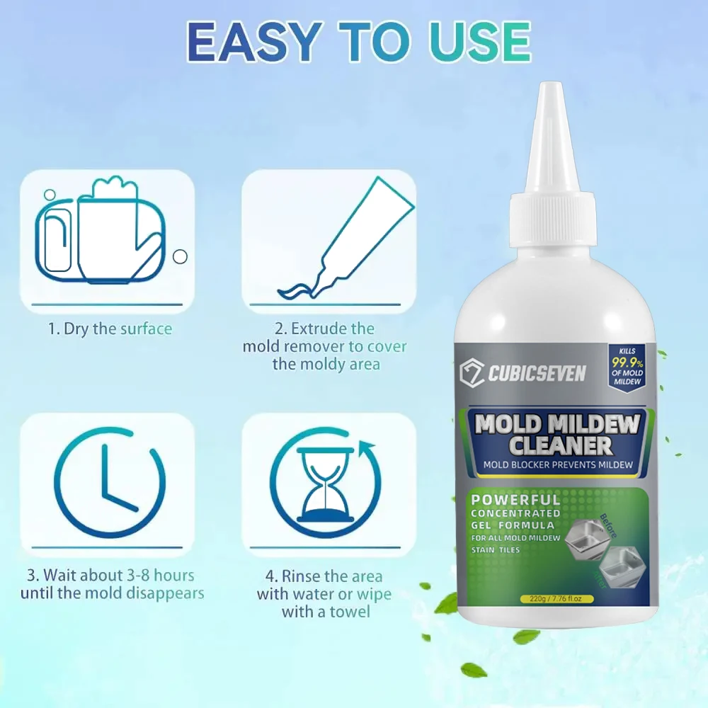 Cubicseven Mold Stain Remover Spray Cleaning Spray Tile Dirt Wash Spot Remover Shower Door Cleanser Kitchen Bathroom Cleaner mildew remover cleaner