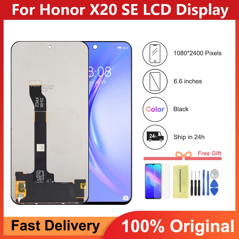 

6.6''Original For Honor X20 SE LCD Display Touch Screen Digitizer Assembly for Honor X20 SE Display With Frame Replacemet