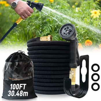 Expandable Garden Hose with Nozzle – 25ft/100ft Lightweight, Durable, No-Kink Flexible Water Hose for Outdoor Watering & Car Washing 1
