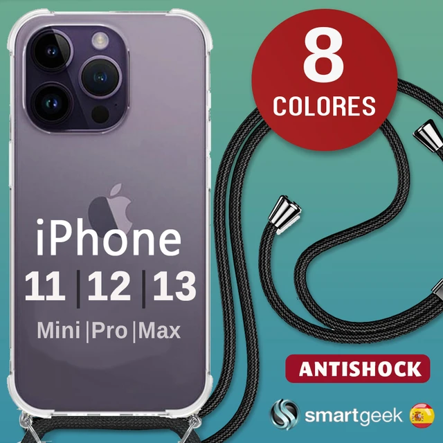 IPHONE 11 PRO Funda antigolpe compatible transparente con cordon