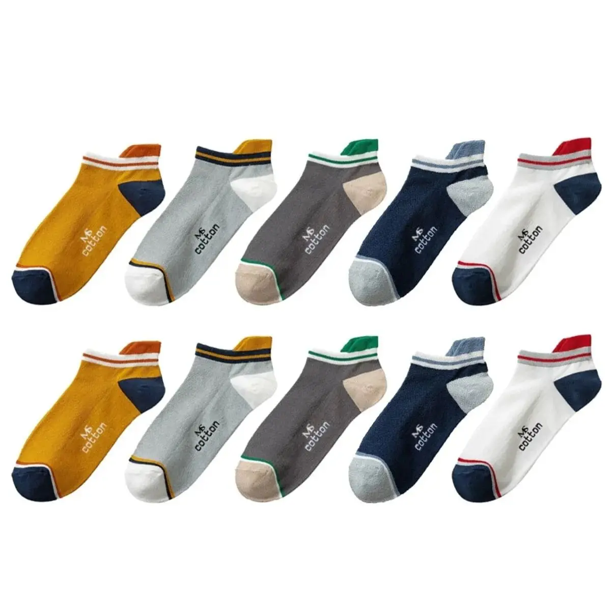 5- 10- 15 pairs Mens and Womens Socks Multicolor Breathable Comfortable High Quality Ankle Shallow Low Top Sport Tube Socks