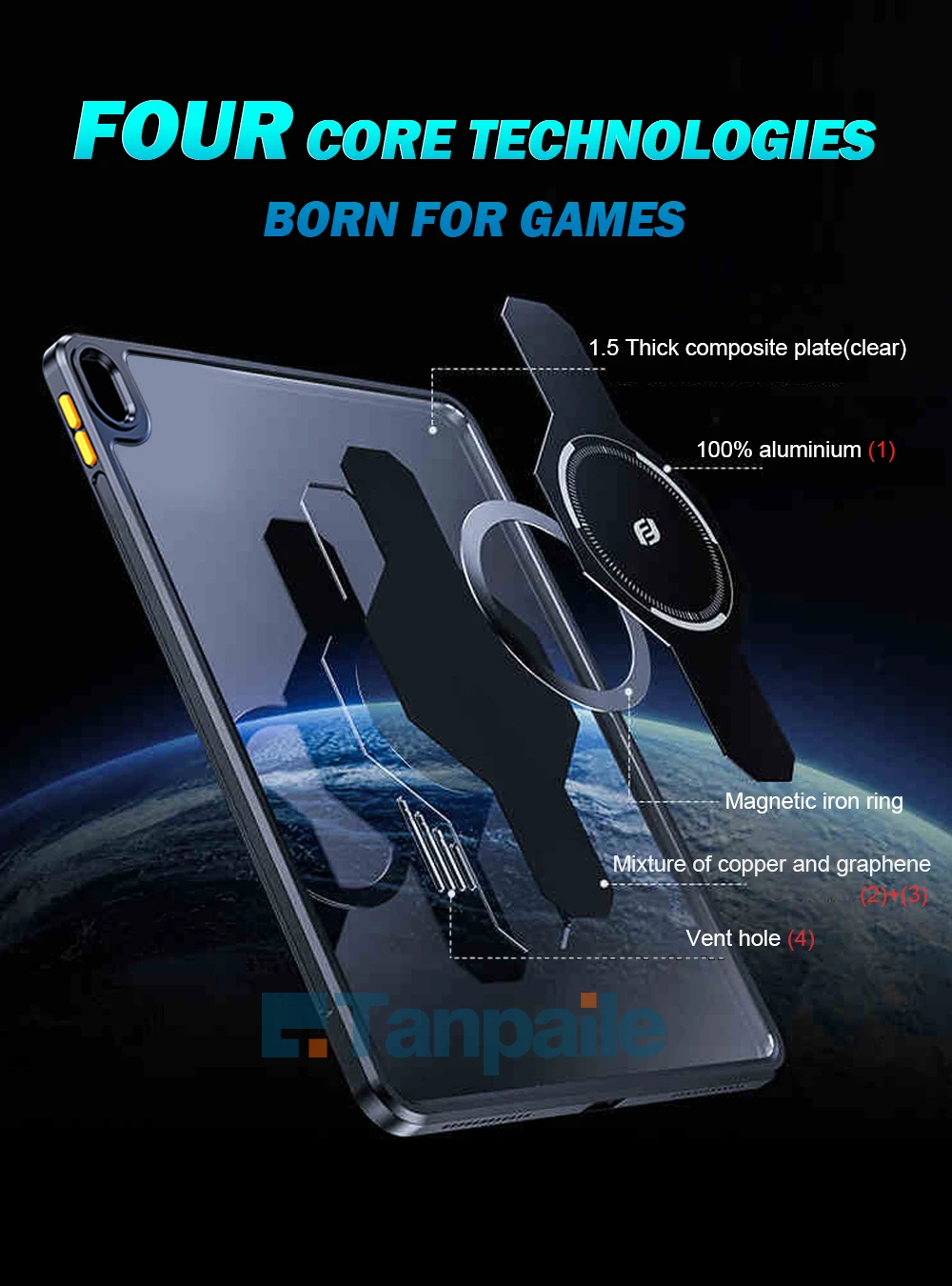 Cooling Magnetic Tablet Case with Magsafe and Shockproof Heat Dissipation Design