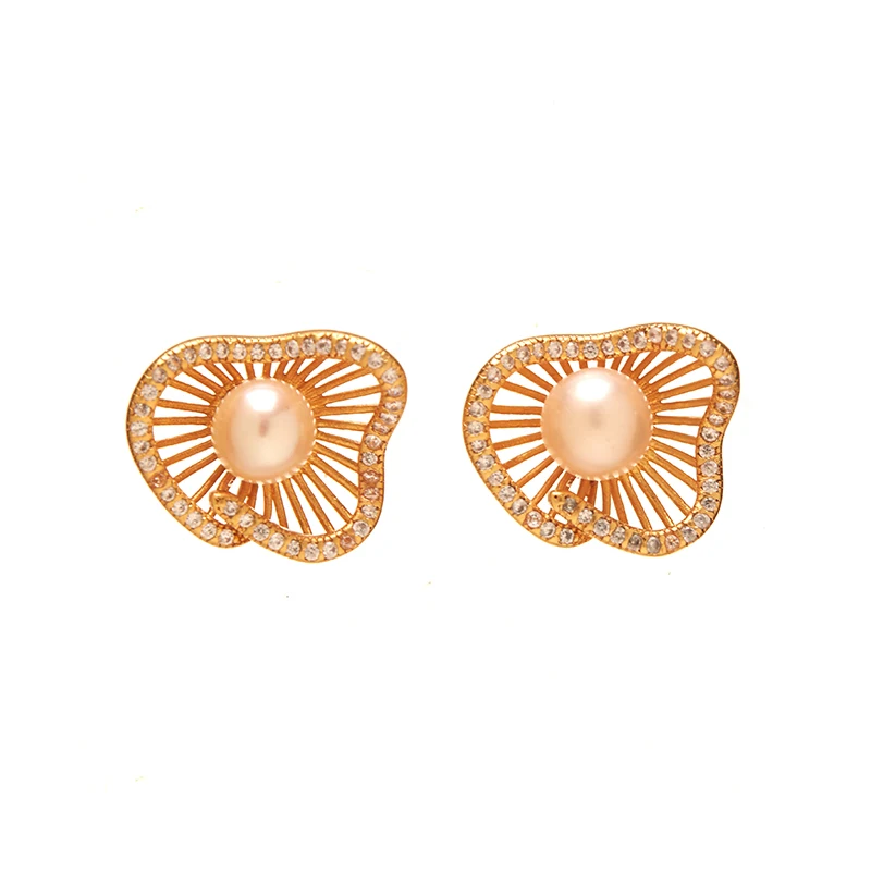 

Женские серьги-гвоздики из серебра 925 пробы с жемчугом и бриллиантами