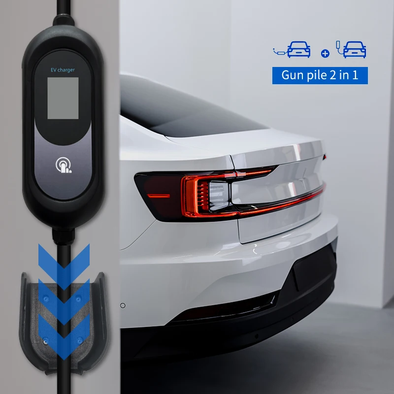 EV 충전기 타입 1, 32, 40, 48A, 240V, 7.6, 9.6, 11.5KW, 미국 플러그 고속 충전기, 디스플레이 포함 조절식 전류 벨트, 휴대용 월박스