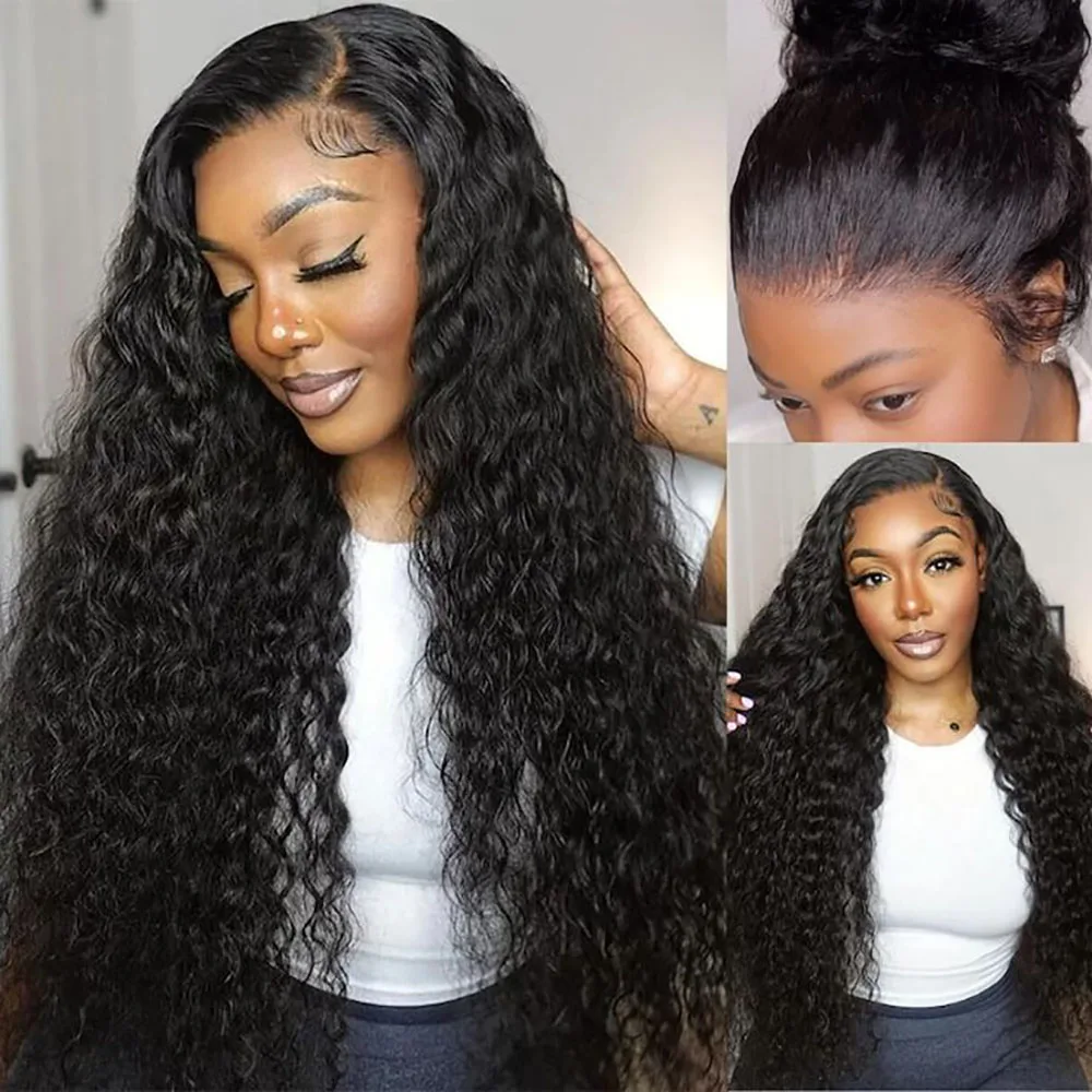 Deep Wave Lace Front Wigs Human Hair 13x4 HD Transparent Lace Frontal Curly Wigs Human Hair Wig 4x4 Glueless Lace Wig for Women