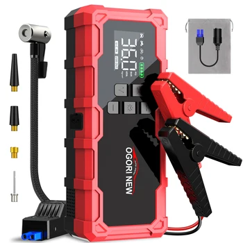 Avviatore di emergenza con compressore d'aria 150PSI, booster batteria per auto portatile 8000A (tutti i gas/16 litri diesel)