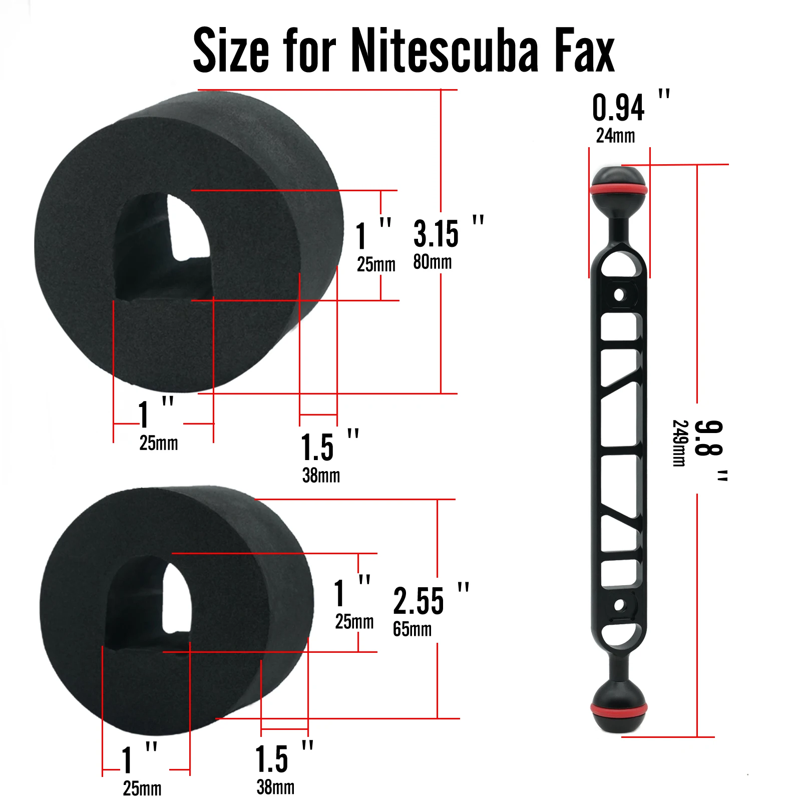 NiteScuba – Kit de flotteurs géants FAXS flottants sous-marine pour bras ultralégers/INON/mer et mer/WEEFINE/NITESCUBA