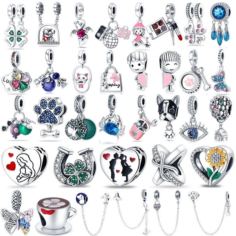 

New 925 Sterling Silver Devil's Eye Valentine's Day Clover Beads 925 For Original Pandora Bracelet Jewelry Gifts Women Jewelry