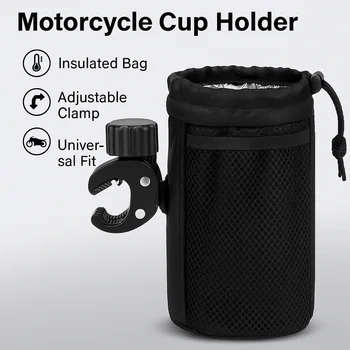 Insulated Motorcycle Cup Holder – Universal Handlebar Bottle Bag with Hook for Scooter/Bike/Delivery Use 1