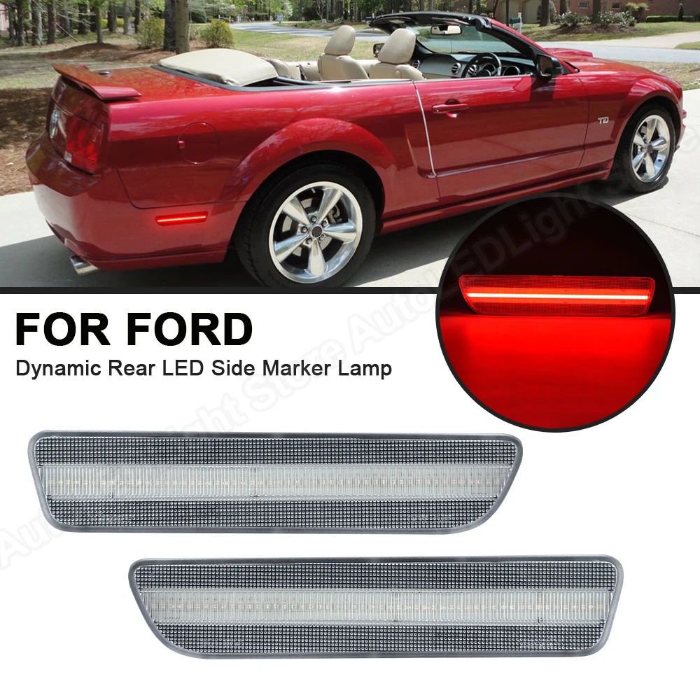 

LED Lights For Ford Mustang 2005-2009 Rear Side Marker Lamps Plug&Play Error Free 2PCS Red 12V Mustang Accessories Light