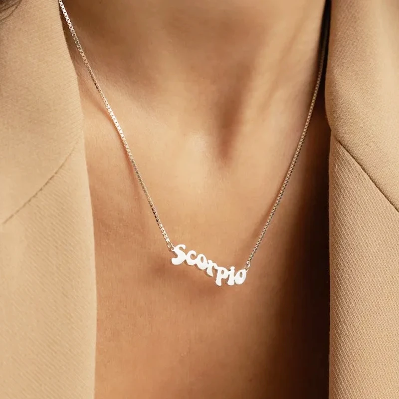 Custom Wave Style Name Necklace Box Chain Women Girl Jewelry Personalized Stainless Steel Gold Color Nameplate Pendant Necklace