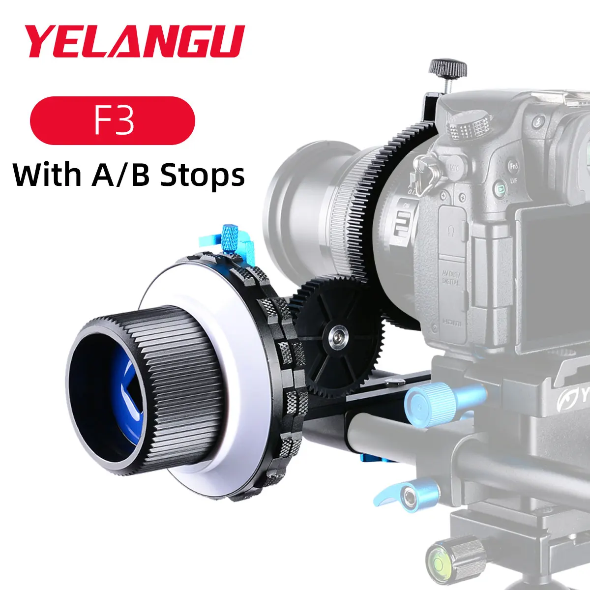Yelangu Mini Follow Focus F3 Con A/B Stop E Morsetto Per Asta Da 15Mm E Anello Di Trasmissione Per Lenti Con Diametro Della Fotocamera Mirrorless Dlsr