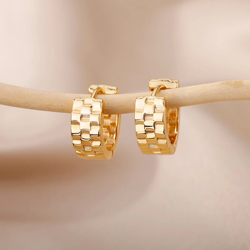 Fashion Dark Pattern Square Stud Earrings Stainless Steel Round Earrings Ladies Accessories Party Elegant Jewelry Gifts