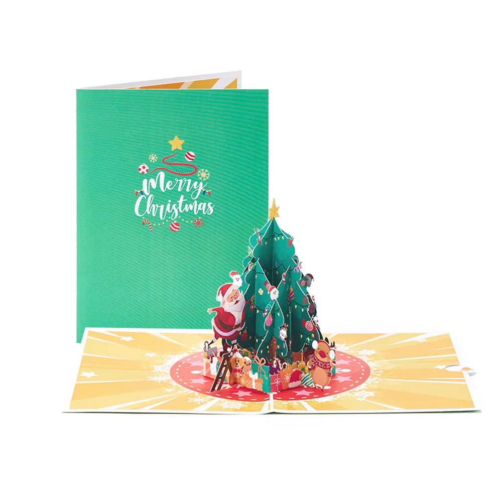 Festive 3D Christmas Tree Pop-Up Card with Envelope - Holiday Greeting Supplies