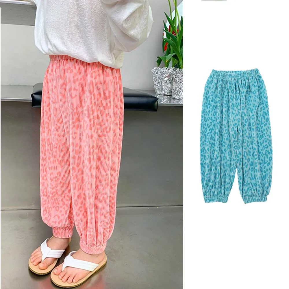 

Girls Pants For kids Clothes Chiffon Waist Baby Anti-mosquito Pant 1-6Yrs Children's Floral Trousers Candy Colors 2022 Summer