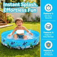 Piscine pliable pour animaux de compagnie, piscine ronde en PVC pour chien, piscine portable pour l'extérieur, pour la cour, le jardin, les jeux aquatiques d'été 3