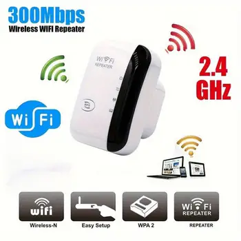 300Mbps WiFi Booster Range Extender 2.4GHz Wireless Signal Booster with Ethernet Port WPS One-Click Setup AP/Repeater Modes