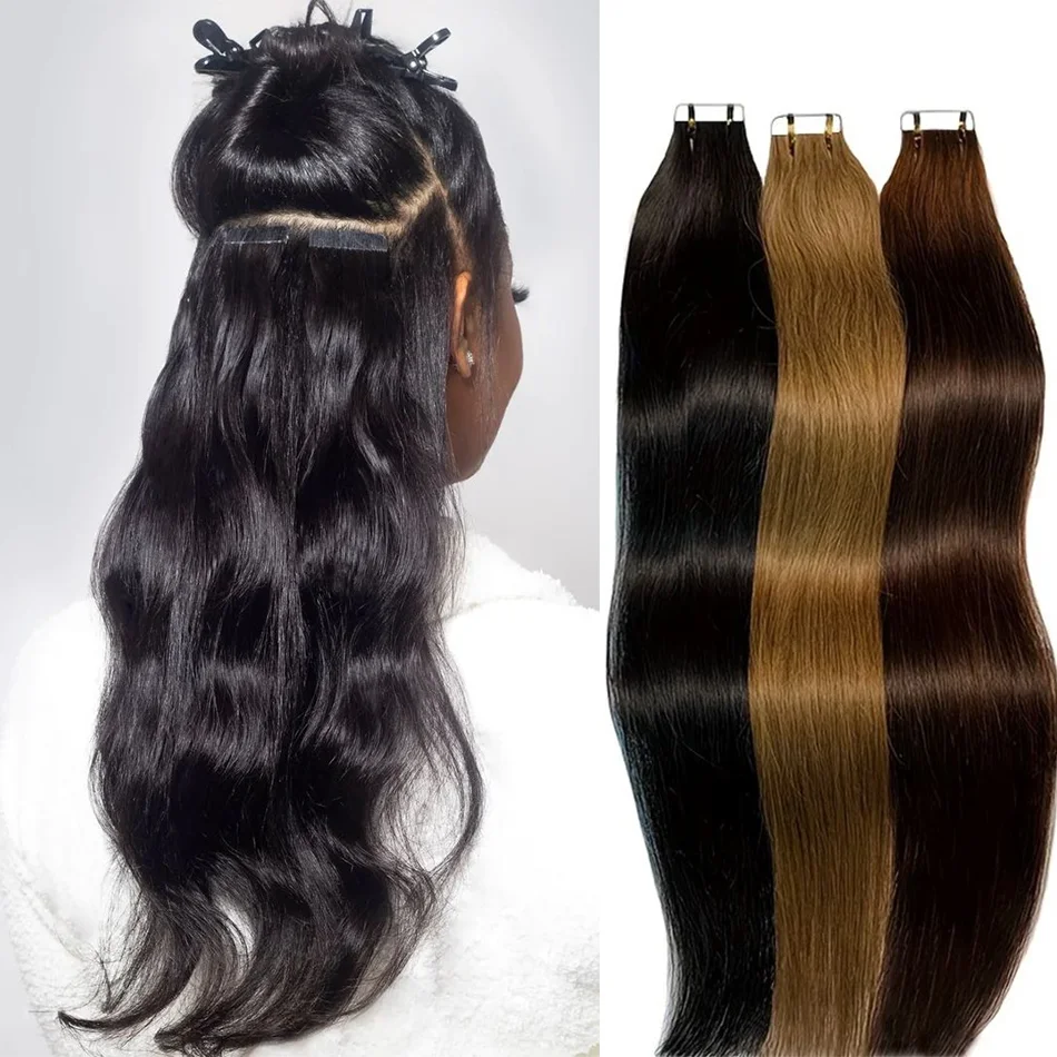 

Tape In Hair Extensions Human Hair Straight Human Fusion Hair 2.5g/strand 20pcs/pack Natural Human Hair Extensions 613 For Woman