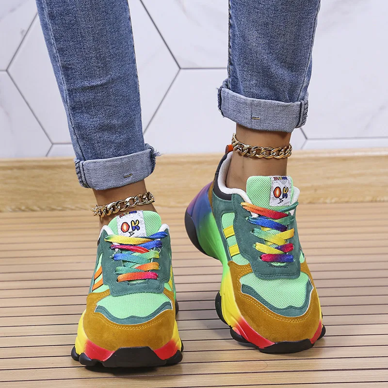 Womens Sneakers Women's Vulcanized Shoes New Fashion Wedge Platform Plus Size Casual Sports Shoes Women Lace-up Mesh Breathable