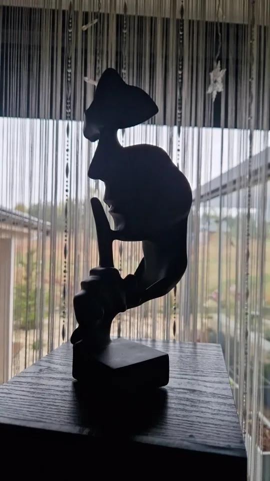 Resin Thinker Statue: Silence Is Gold Abstract Sculpture photo review