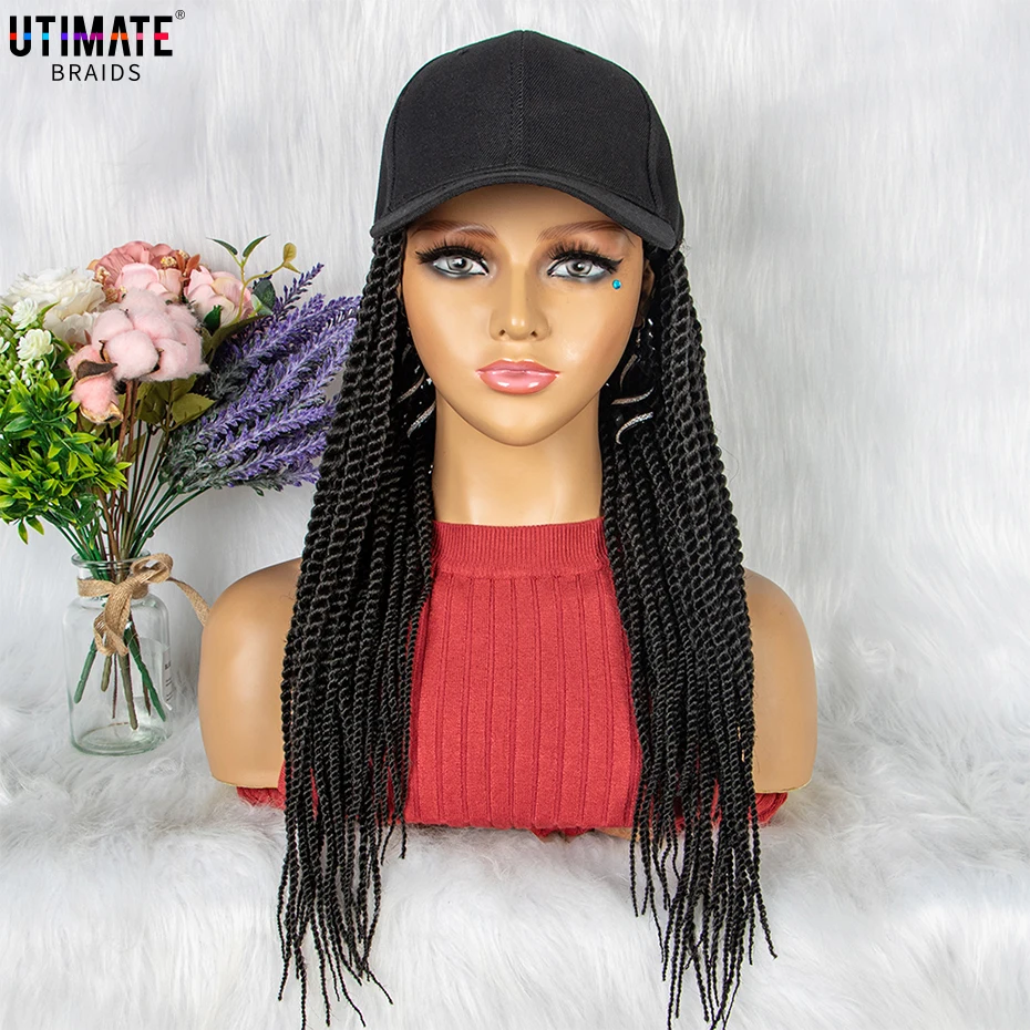 Synthetic Twist Hat Wig Baseball Cap Box Braided Wigs For Black Women synthetic-twist-hat-wig-baseball-cap-box-braided-wigs-for-black-women