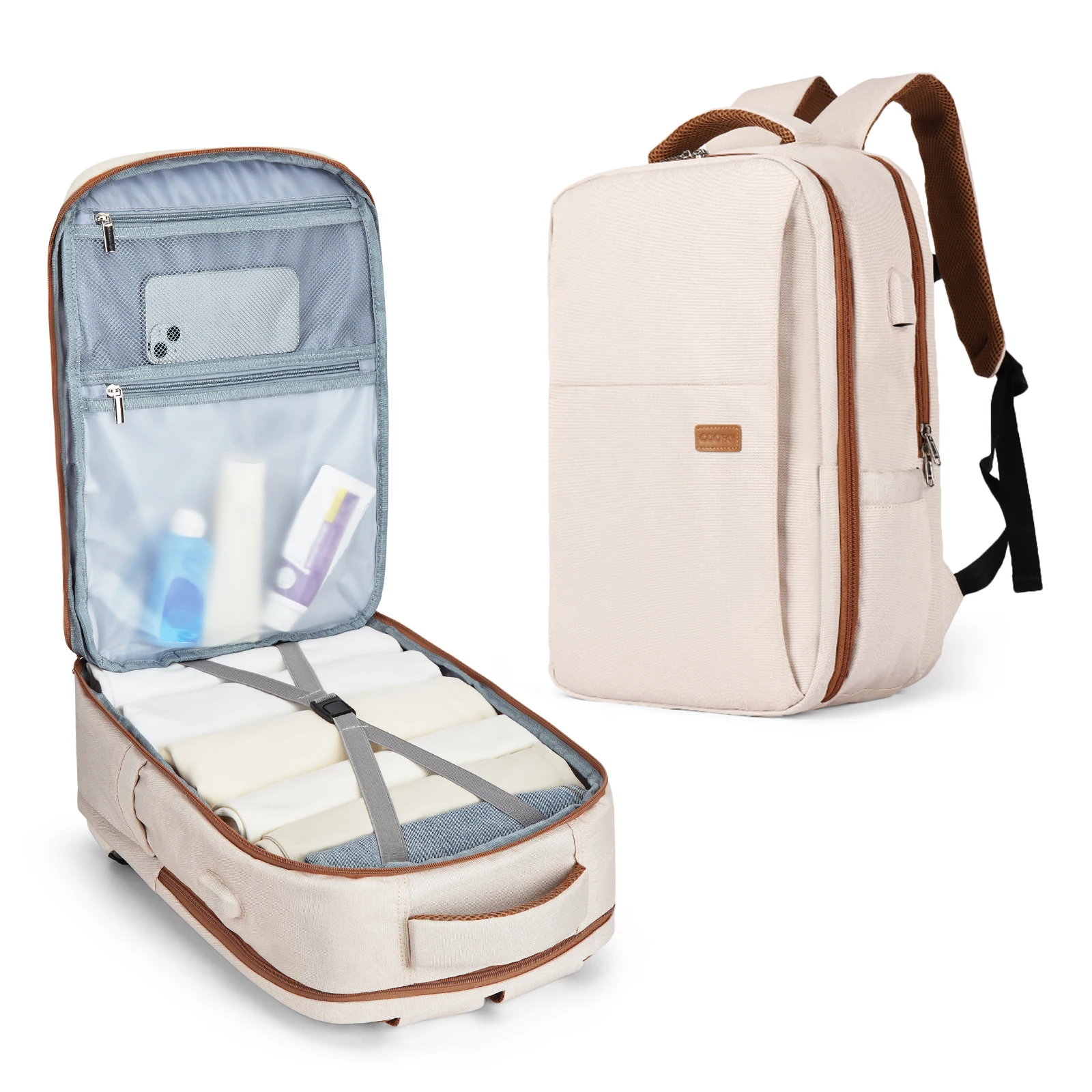 Sac à dos pour ordinateur portable pour femmes, grand sac à dos de voyage  approuvé par les compagnies aériennes avec sangle de bagage, sac de travail  universitaire pour hommes