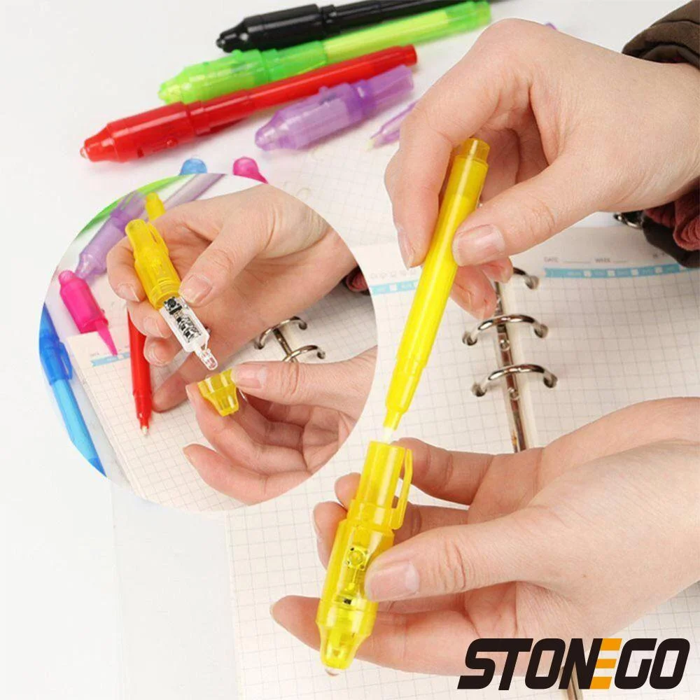 STONEGO Luminous Light Invisible Pen Magic UV Light Pen Secret Learning Magic Pen for Kids Party Favors Ideas Gifts Novelty Toy 5