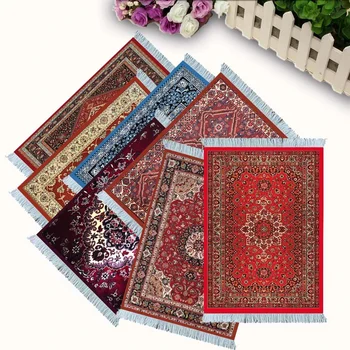 Persian carpet Woven flower small coaster wholesale merchants cheap mouse pad desk mat retro style rubber non-slip computer mats 1