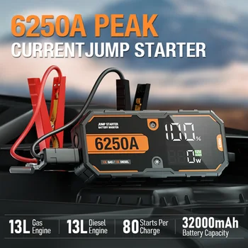 Dispositivo di avviamento booster per caricabatteria automatico portatile 12V per avviamento di emergenza per auto 6250A 16000mAh