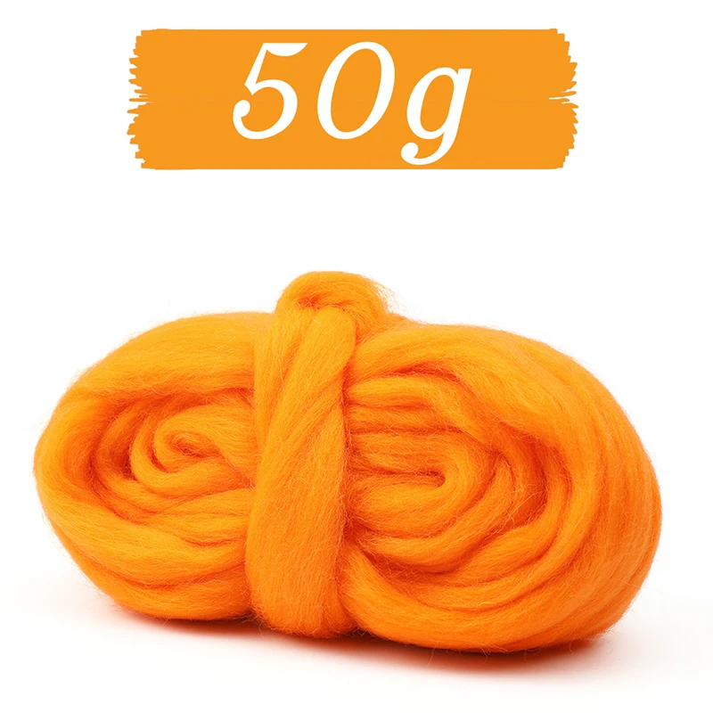 Needle Felting Wool 50g 69Colors Handmade Spinning Soft Wool Fibre Roving for Doll Making Needle Felting Craft Tools 1pc