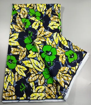 2025 Latest SuperW Design African Real Wax Print Fabric Nigerian 100% Cotton Ankara Sewing Cloth Party Dresses Soft Pagne 1