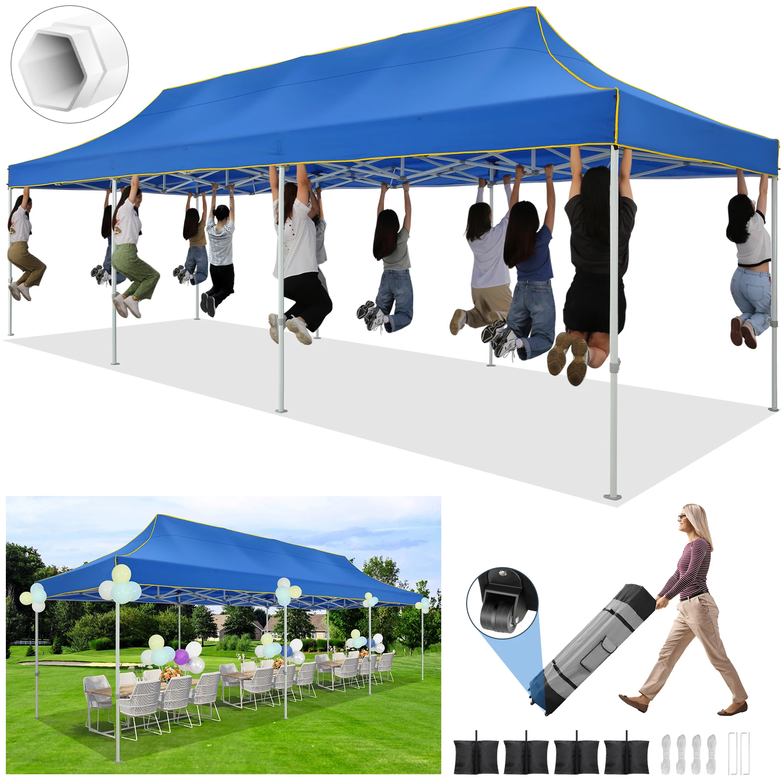 Pop Up Canopy Tent Gazebo Party Heavy Duty Marquee Awning Without Sidewall Outdoor Commercial Event Instant Tent Gazebo 10x30ft