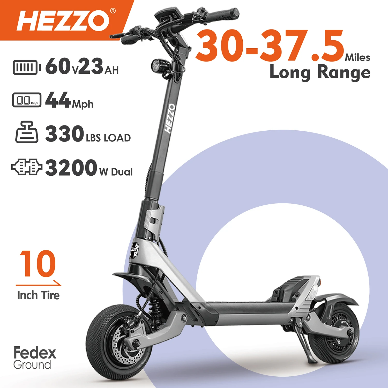 HEZZO 37MPH F6 Electric Scooter 60V 3200W Dual Motors Off