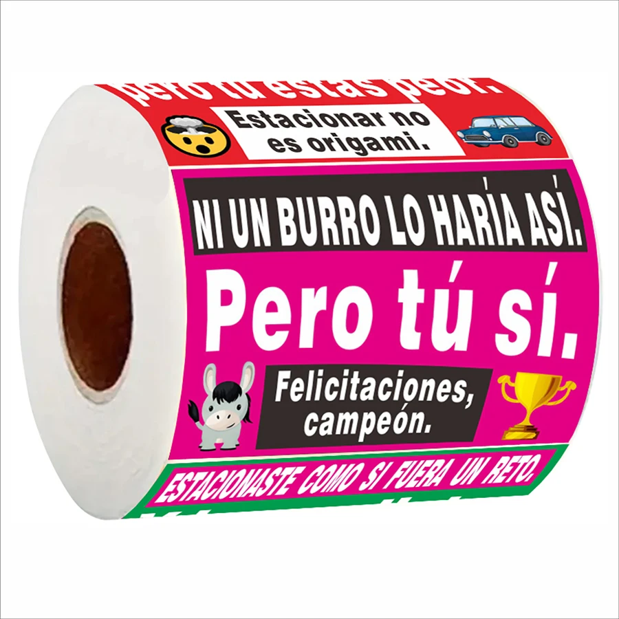 Spanish Parking Sticker Set - 150 Pcs, 5 Humorous Designs, Matte Finish, Self-Adhesive, 7x5cm