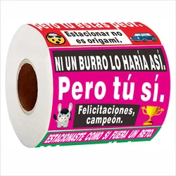 Spanish Parking Sticker Set - 150 Pcs, 5 Humorous Designs, Matte Finish, Self - Adhesive, 7x5cm (Rose Red)