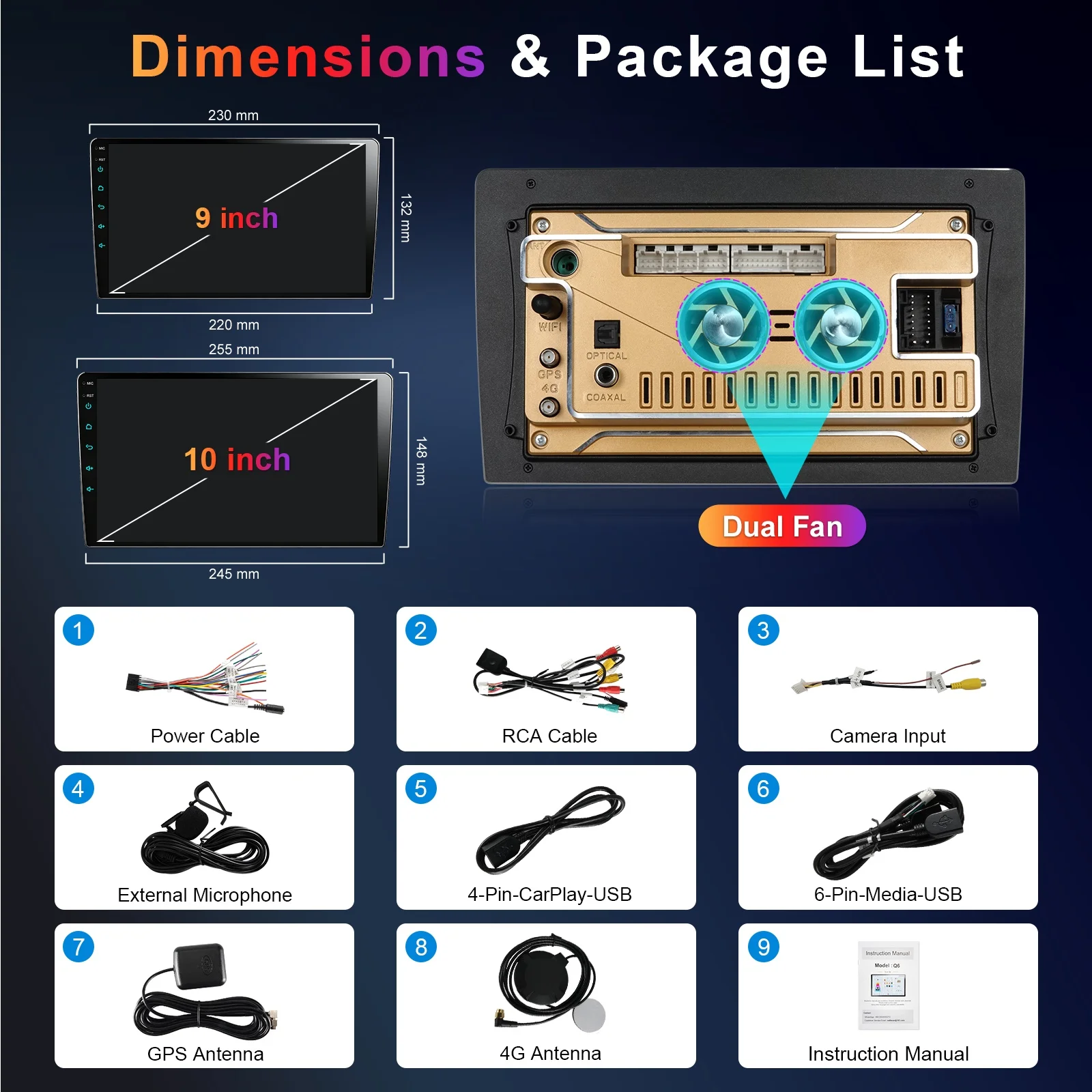 Radio Universal para coche de 9 y 10 pulgadas, CarPlay inalámbrico, Android, para VW, Fiat, Renault, Nissan, Peugeot, Ford, Hyundai, Kia, Honda, Toyota, Seat, pantalla táctil IPS, reproductor Multimedia 2 Din, navegación GPS, BT, 4G, WiFi, 8 núcleos, DSP, RDS 6