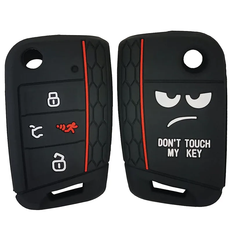 

For VW Polo Golf 7 Tiguan for Skoda SEAT Silicone Car Remote Flip Key Case Cover Fob Sleeve 3 Buttons 2015 2016 2017 2018 2019