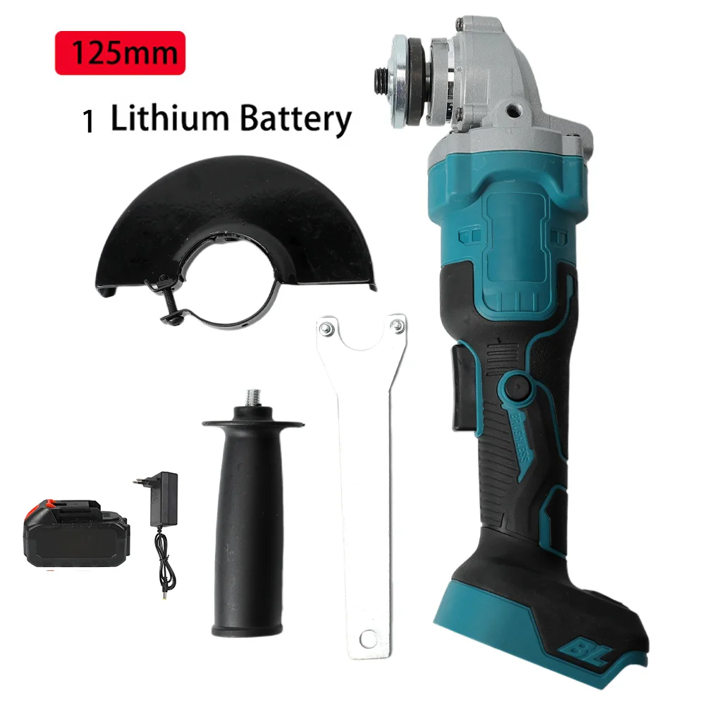 125MM Bürstenloser Elektrischer Winkelschleifer 3 Geschwindigkeiten Kabelloser Schleifer Schneidemaschine Holzbearbeitungs-Elektrowerkzeug für Makita 18V Akku – Detail 7