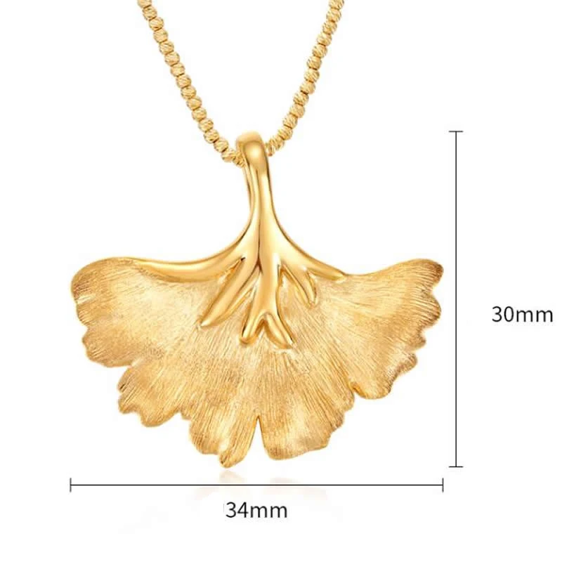 

New 18K Yellow Gold Pendant Women AU750 Gold 3D Leaf Necklace Pendant