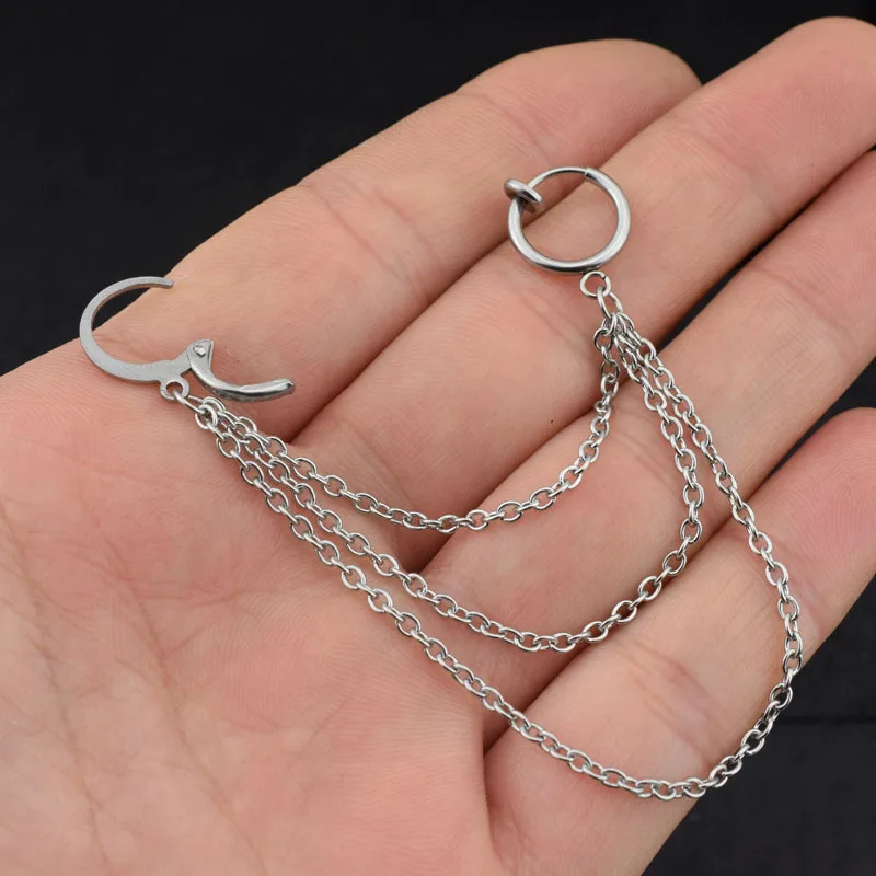 Kpop punk tassel chain earrings for men women stainless steel metal bar pendant geometric drop earrings party hip hop jewelry dangle earrings drop earrings pendant earrings crystal tassel earrings geometric earrings
